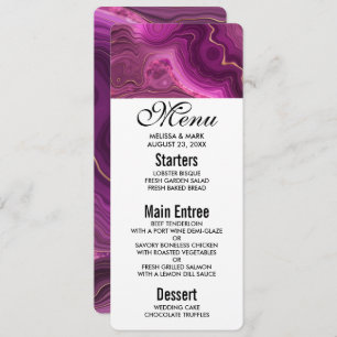 Purple Amethyst And Gold Abstract Agate Menu Invitation