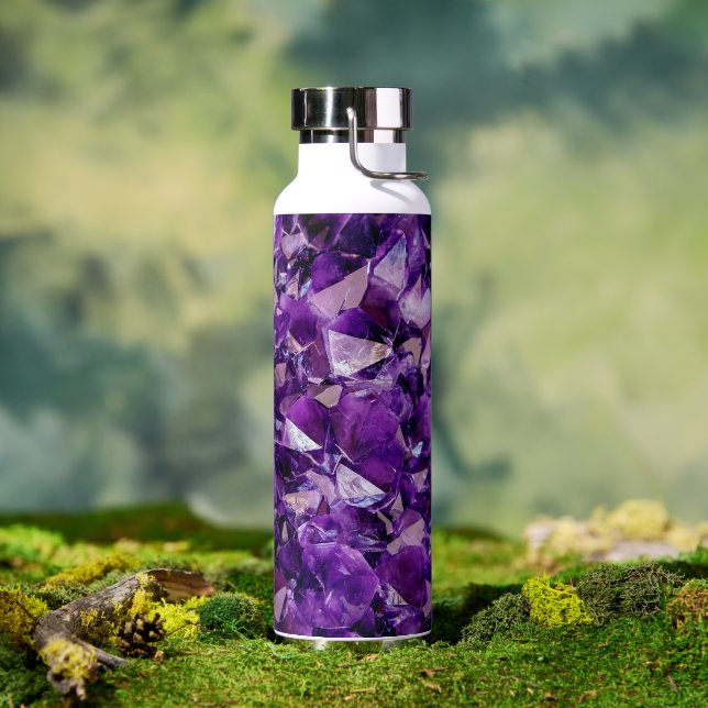 Purple Amethyst Crystal Geode Gems Bouteille d'eau (Extérieur)