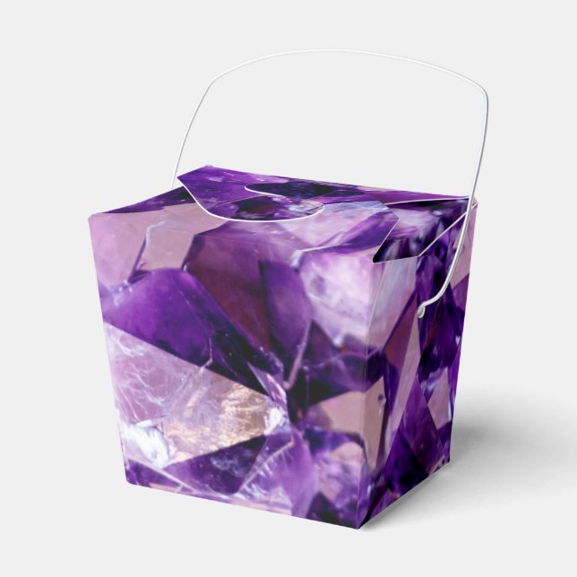 Purple Amethyst Crystal Geode Gems Party Favour Bo Favor Box (Front Side)