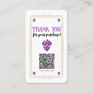 Purple Amethyst Crystal Gold Social Media QR Code Business Card