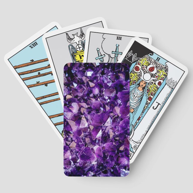 Purple Amethyst Crystals Gemstone Tarot Deck Playing Cards (Back)