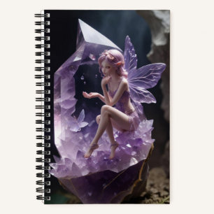 Purple Amethyst Crystals Magical Fairy Notebook