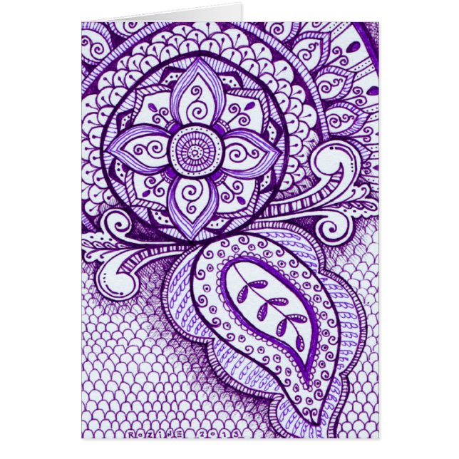 Purple Amethyst Damask Indien Mandala Blanc à l'in (Devant)