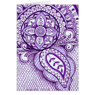 Purple Amethyst Damask Indien Mandala Blanc à l'in