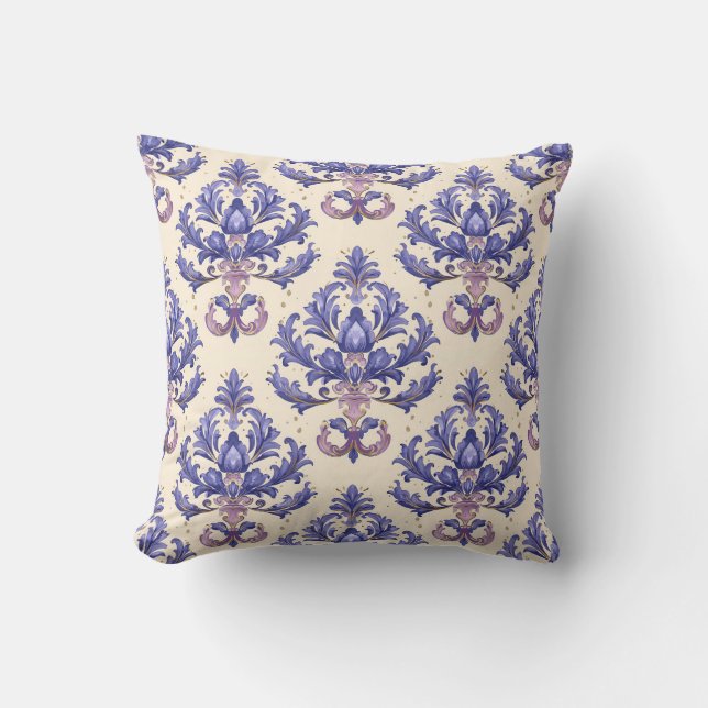 Purple Amethyst Damask Princesscore Throw Pillow (Front)