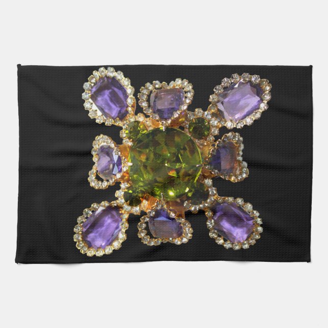 Purple Amethyst Diamonds Emeralds jewellery  Kitchen Towel (Horizontal)