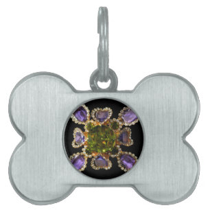 Purple Amethyst Diamonds Emeralds jewellery Pet Name Tag