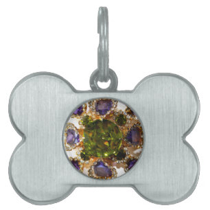 Purple Amethyst Diamonds Emeralds jewellery Pet Name Tag