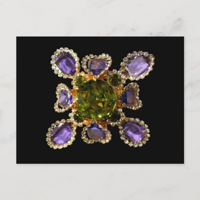 Purple Amethyst Diamonds Emeralds jewellery  Postcard (Front)