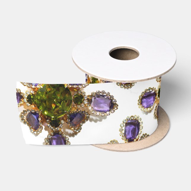 Purple Amethyst Diamonds Emeralds jewellery  Satin Ribbon (Spool)
