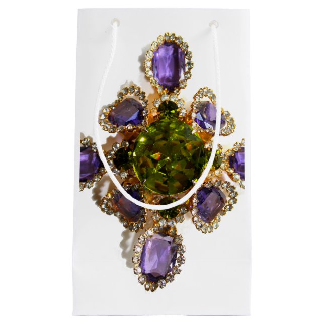 Purple Amethyst Diamonds Emeralds jewellery  Small Gift Bag (Front)