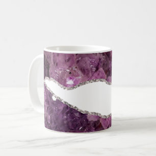 Purple amethyst gemstone crystal coffee mug
