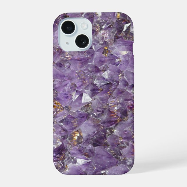 Purple Amethyst Gemstone Custom iPhone 15 Case (Back)