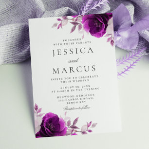 Purple Amethyst Indigo & Violet Floral Wedding Invitation