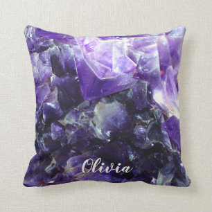 Purple amethyst Personalized Name Throw Pillow