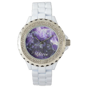 Purple amethyst Personalized Name Watch