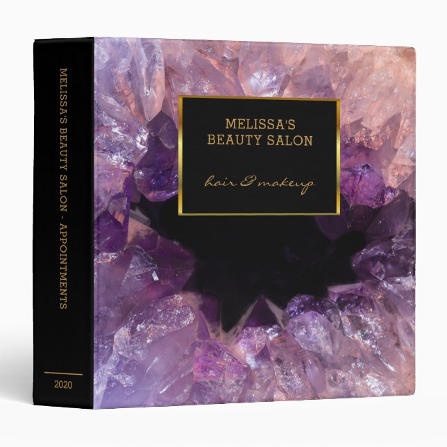 Purple amethyst professional appointment book binder (Front/Spine)