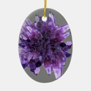 PURPLE AMETHYST QUARTZ CRYSTALS MINERAL CERAMIC ORNAMENT