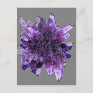 PURPLE AMETHYST QUARTZ CRYSTALS MINERAL POSTCARD