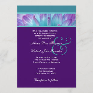 PURPLE and AQUA DAHLIA Wedding Collection 001 Invitation