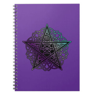 Purple and aqua intricate pentacle notebook