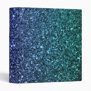 Purple and Aqua Ombre Faux Glitter Binder