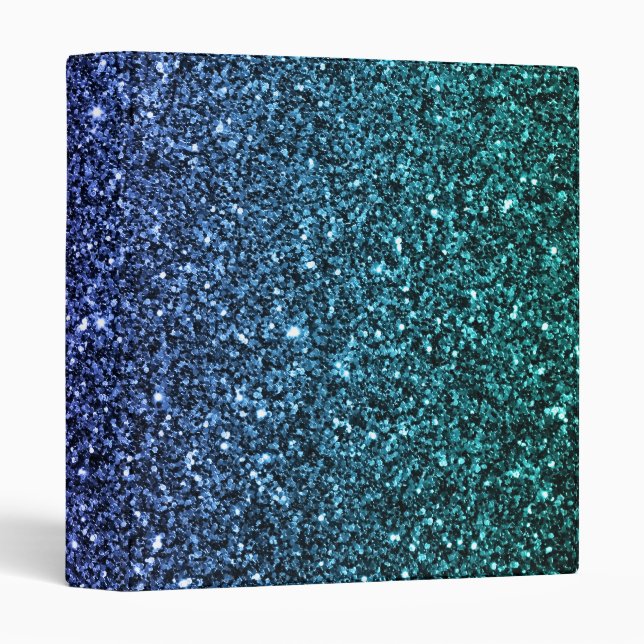 Purple and Aqua Ombre Faux Glitter Binder (Front/Spine)