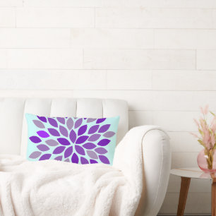 Purple and Aqua Starburst Modern Flower Pillow