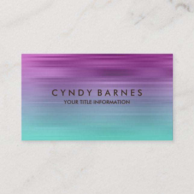 Purple and Aqua  Stripe Business Card (Front)