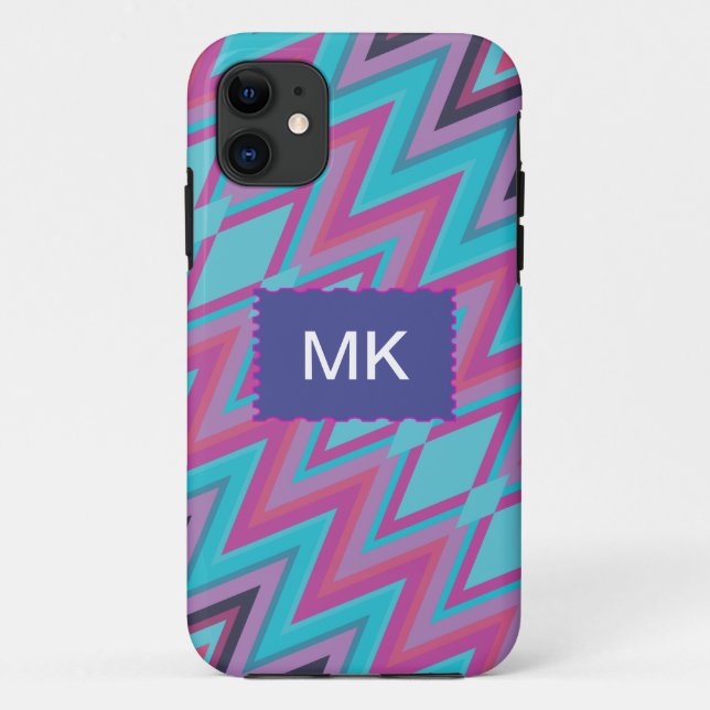 Purple and Aqua Tribal Case-Mate iPhone Case (Back)
