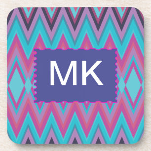 Purple and Aqua Tribal Coaster