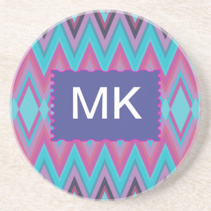 Purple and Aqua Tribal Coaster