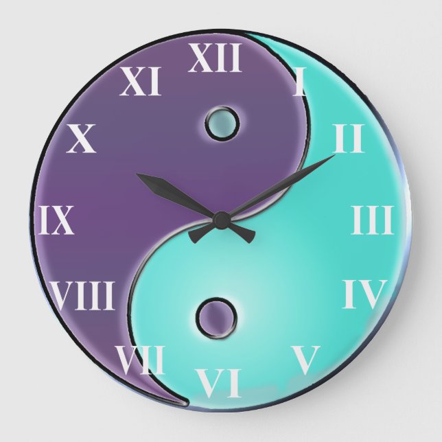 Purple and Aqua  Yin-Yang Clock (Front)