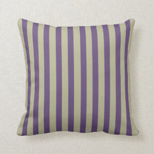 Purple and Beige Coordinated Stripes Throw Pillow