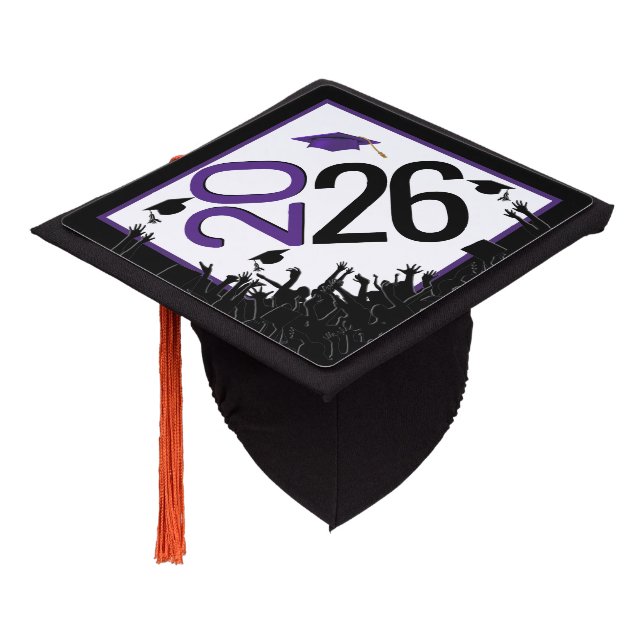 Purple and Black 2025 Graduation Cap Topper (Angled)
