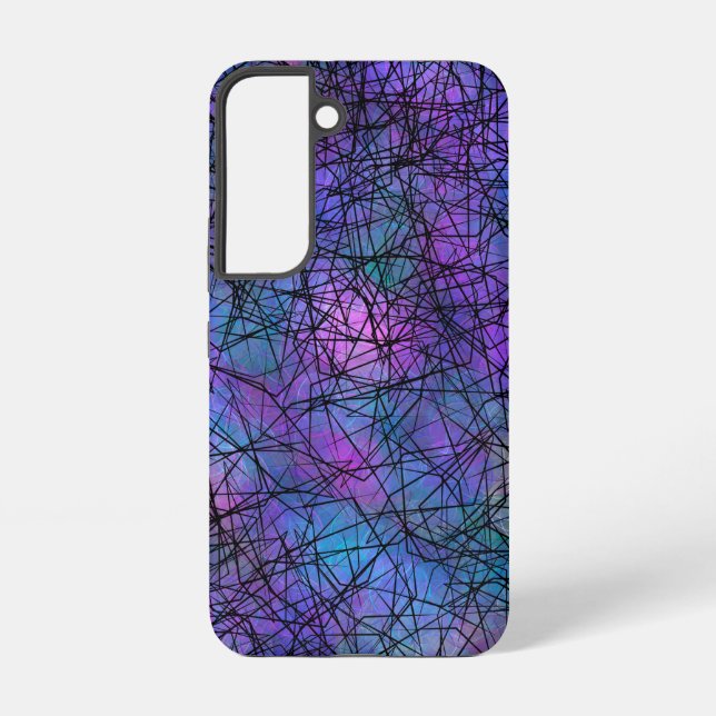 Purple and Black Abstract Line Unique Art    Samsung Galaxy S22 Case (Back)