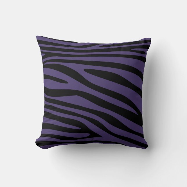 Purple and Black Animal print skin of Zebra Throw Pillow (Front)