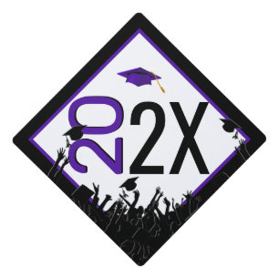 Purple and Black Any Year Graduation Cap Topper