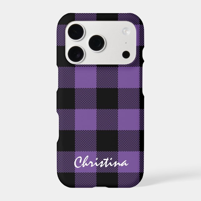 Purple and Black Buffalo Plaid Personalized (Back)