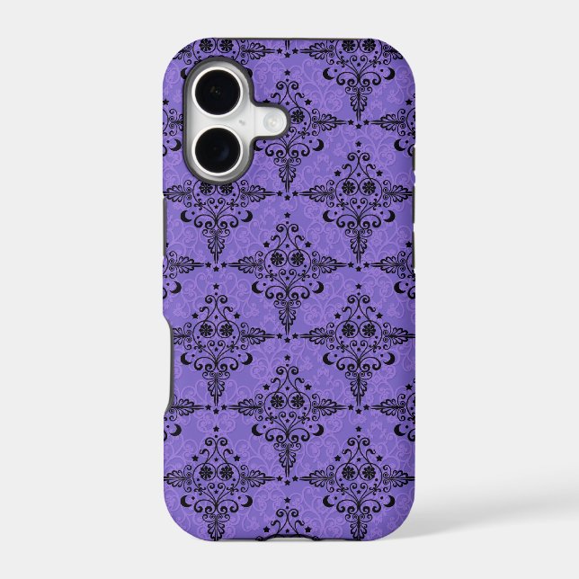 Purple and Black Celestial Damask Pattern (Back)