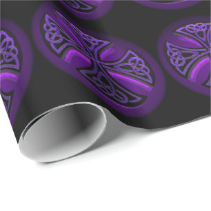 Purple and Black Celtic Cross Wrapping Paper