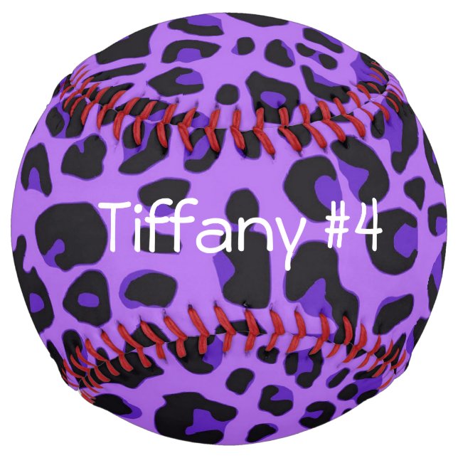 Purple and Black Cheetah Print Softball (Front)