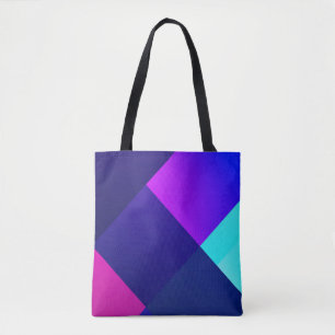 Purple and black chequered illustration tote bag