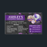 Purple and black Cleaning Service Business Card<br><div class="desc">This business card design is for a cleaning service.  You can change it up however you want to.  You can also delete or add social media but clicking the (edit using design tool) button.</div>