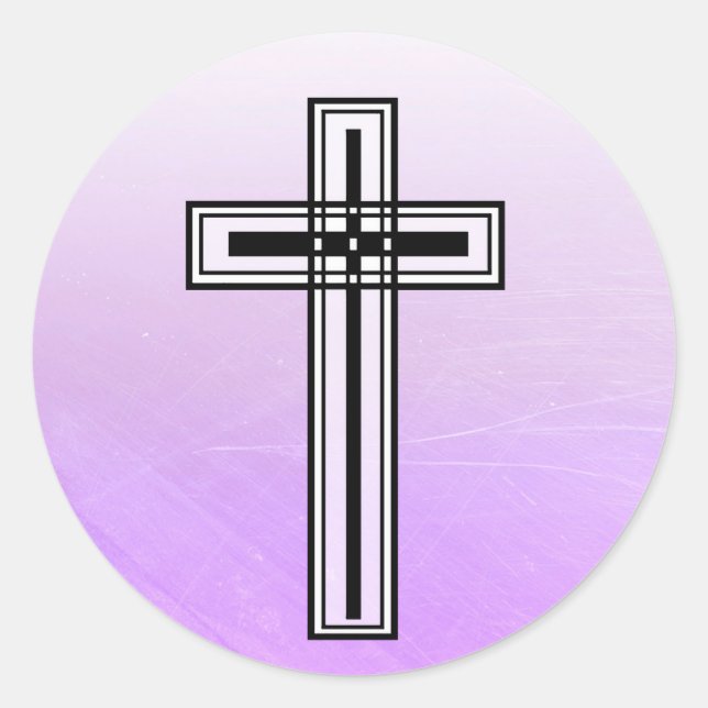 Purple and Black Cross Religious Stickers (Front)