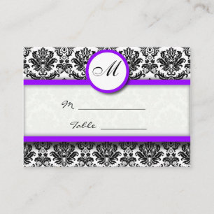 Purple and Black Damask Place Card Holder
