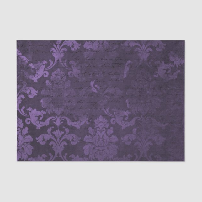 Purple and Black Damask Tissue Paper (Front)