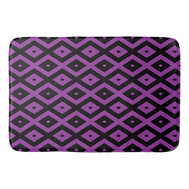 Purple and black diamond pattern bath mat (Front)