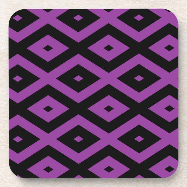 Purple and black diamond pattern coaster (Front)