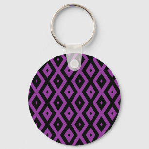 Purple and black diamond pattern keychain